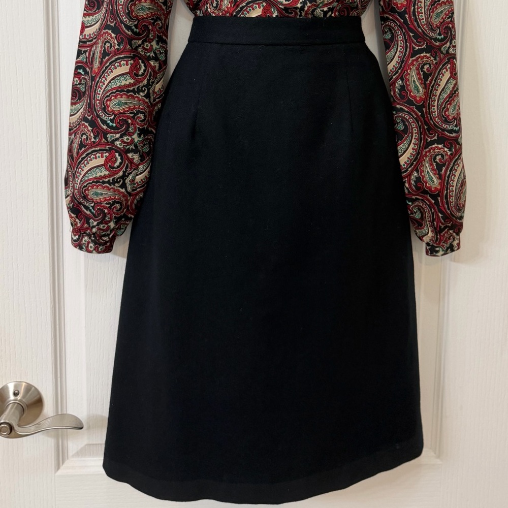 VTG 80s 90s Worthington Classic Black Wool A Line Pencil Skirt, Size 10P